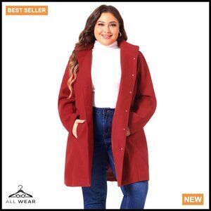 Elegant Peacoat Trench Coat Single Breasted Detachable Hooded Oversized Winter